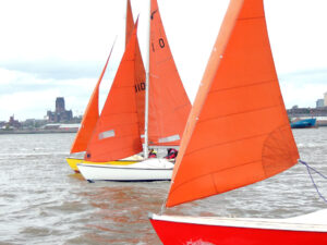 Squibs sailing near Liverpool Cathedral